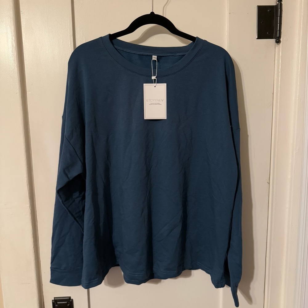 Thin Blue Crew Neck Sweater